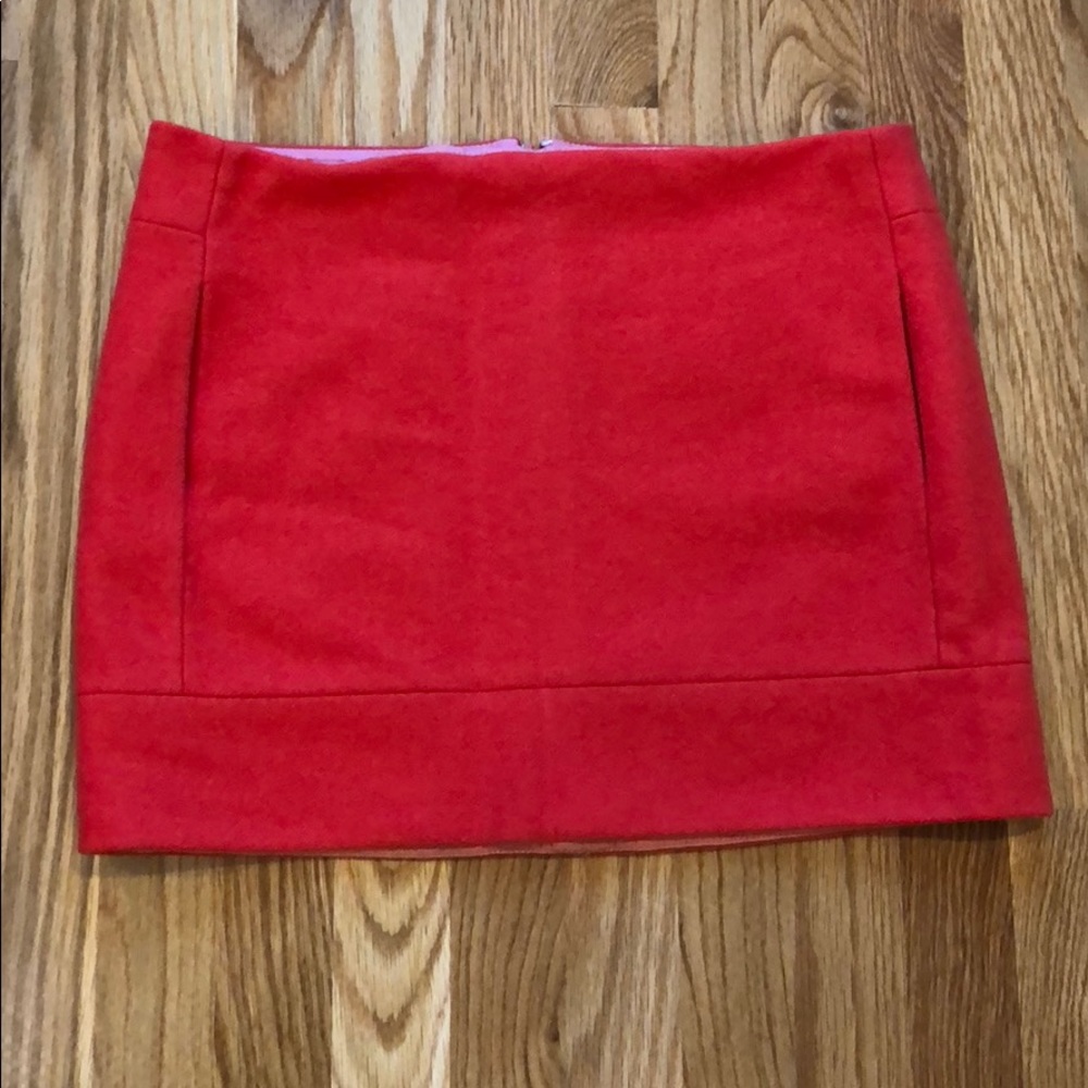 J. Crew Wool Mini Skirt in Coral/Red Color
